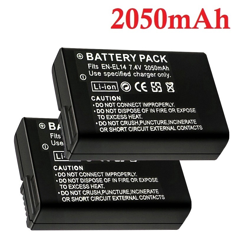 Nikon Camera D3500 - 2050mah EN-EL14a EL14 BATTERIA FOTOCAMERA EN-EL14
